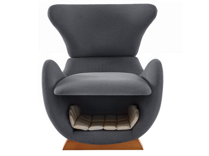  Fauteuil lounge avec niche intégrée, tissu anti-rayures et bois gris  - Conforama A