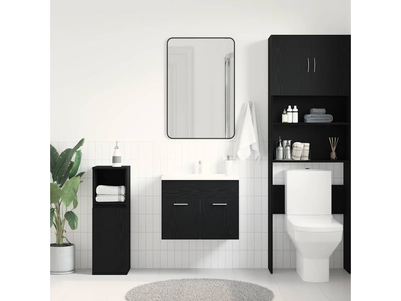  Meuble sous-vasque salle de bain en chêne noir 60x38.5x46cm bois d'ingénierie  - Conforama C
