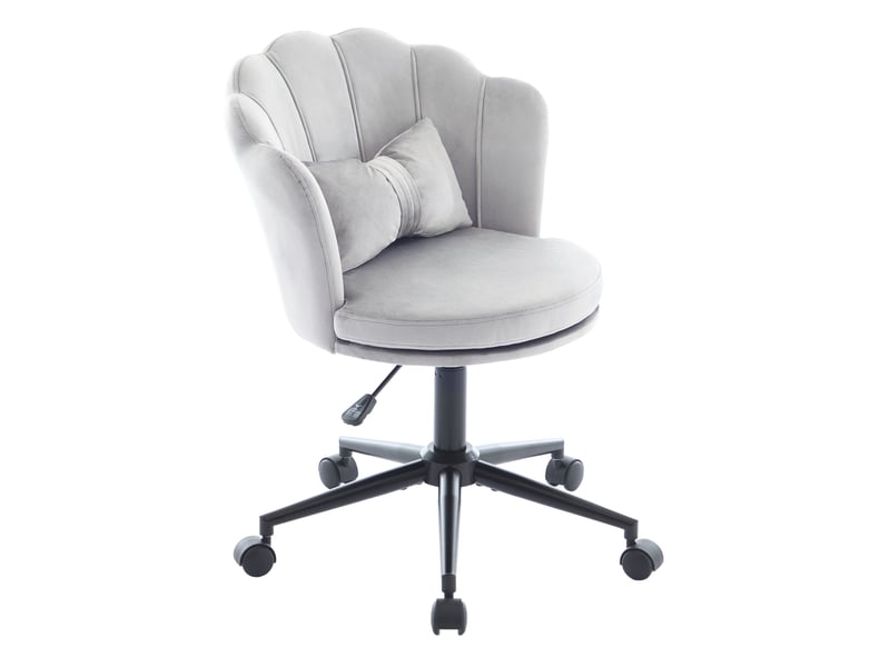 Siège d'appoint élégant avec dossier en forme de feuille de fleur, coussin lombaire papillon, hauteur réglable et rotation 360° - Conforama A
