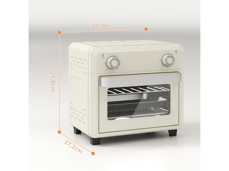 10l friteuse sans huile mini four à air chaud 1 000 w avec température réglable 80°c-230°c, 32x27,2x29,8cm, minuterie - Conforama C