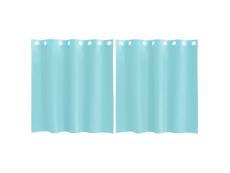  Lot de 2 rideaux en voile, voilages avec œillets turquoise cf44430  - Conforama A