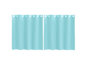 Lot de 2 rideaux en voile, voilages avec œillets turquoise cf44430