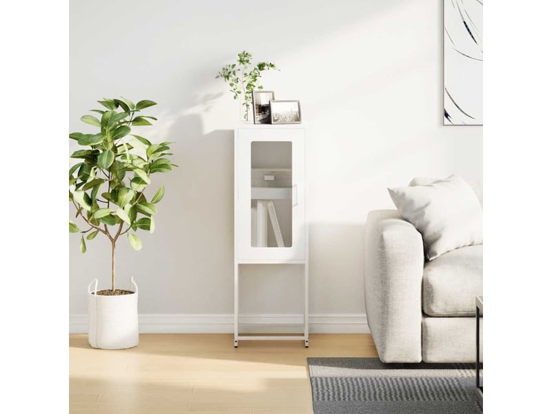  Buffet - bahut - meuble de rangement blanc 36x39x107 cm acier laminé à froid  - Conforama D