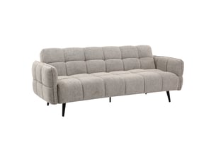 Canapé capitonné convertible 3 places en tissu doux gris clair - suki