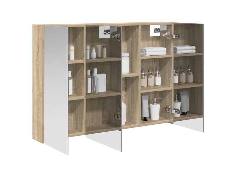  Armoire miroir salle de bain, meuble de rangement chêne sonoma 100x14.5x70 cm shl8245  - Conforama C