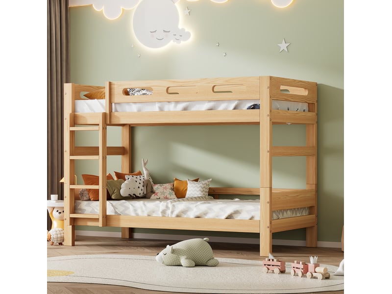  Modenvie lit superpose separable 90x200 cm - structure en pin massif, sans matelas - naturel  - Conforama B