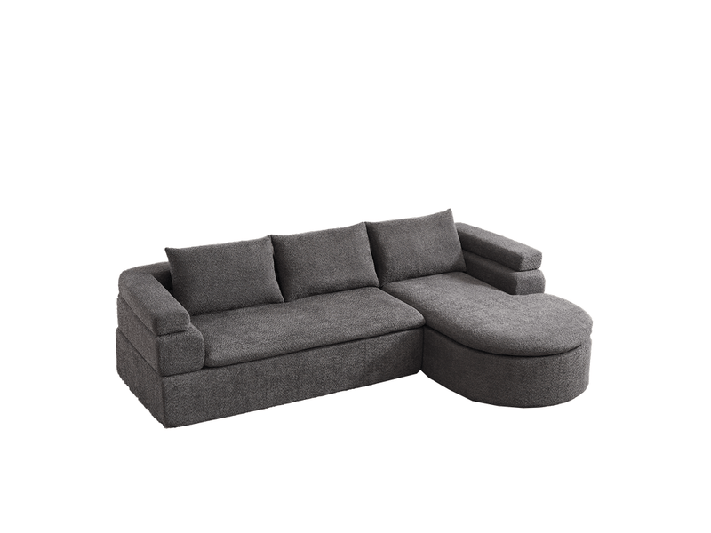  Canapé d'angle en l avec méridienne anthracite, chenille 3 places, accoudoir à niveaux  - Conforama A