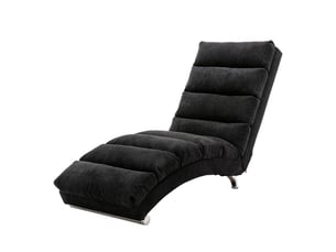 Canapé 1 place, chaise longue fixe avec vibrations douces et poches de rangement latérales, noir