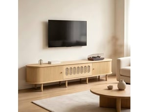 Meuble tv coloris bois clair 180 cm <strong>COVREO </strong> <strong></strong>