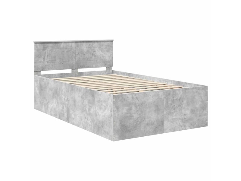 Lit double- lit adulte - cadre de lit gris béton 120 x 190 cm bois d'ingénierie - Conforama C