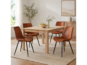 Chaise de salle à manger, lot de 4, tissu respirant marron et métal noir cravdom