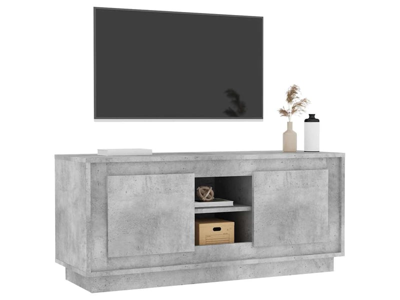  Meuble tv - banc tv - meuble de rangement gris béton 102x35x45 cm bois d'ingénierie  - Conforama D