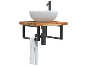 Étagère de vasque | étagère murale acier et bois massif d'acacia shl7653