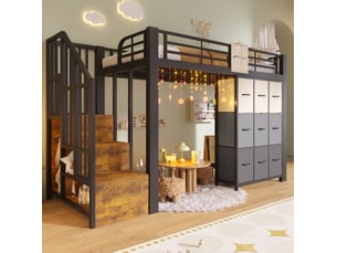 Lit mezzanine 90x200 cm <strong>HAVRYA</strong>  <strong></strong> coloris noir