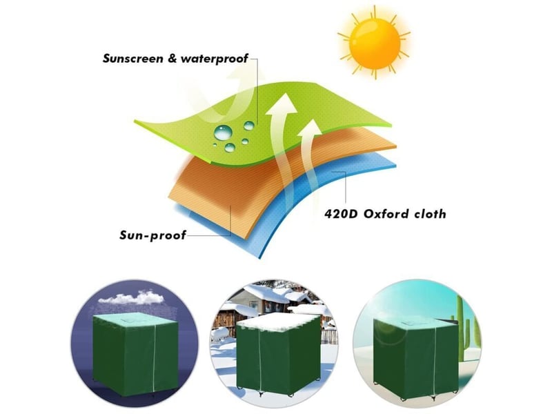  Bâche protection cuve ibc 1000l, 2 pièces 420d anti-uv anti-poussière avec fermeture éclair, couverture réservoir (116x100x120 cm)  - Conforama D