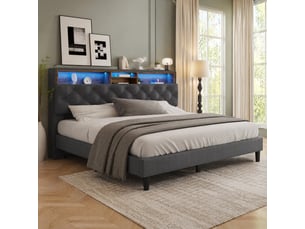 Lit coffre 140x200 cm MODENVIE   coloris gris