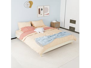 Lit simple 160x200 cm <strong>COVREO </strong>  <strong></strong> coloris beige