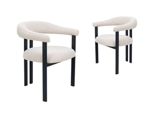 Lot de 2 chaises en tissu texturé écru pieds en métal noir adriana