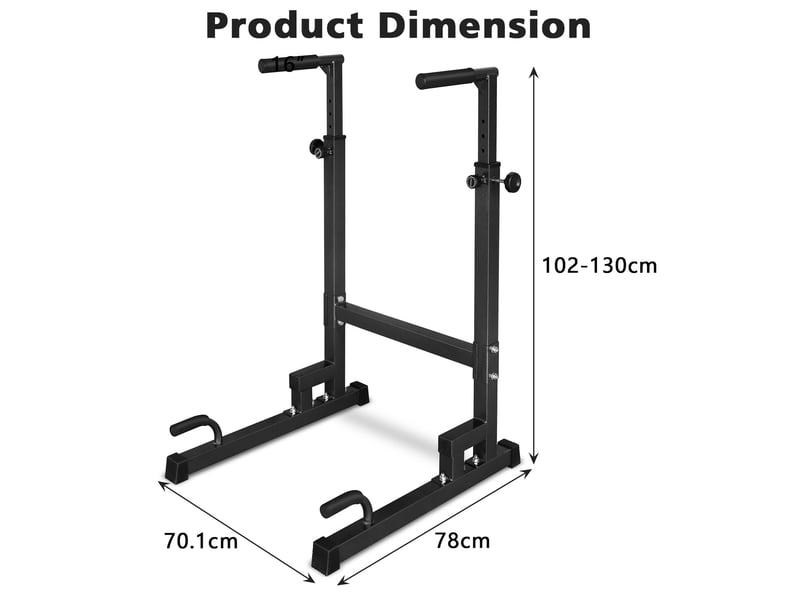 Station de dips réglable 78 x 70,1 x 130 cm noire en fer, pour tractions, pompes et exercices au sol - Conforama C