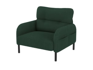 Fauteuil 1 place 67x75 cm avec poches latérales, velours côtelé vert émeraude