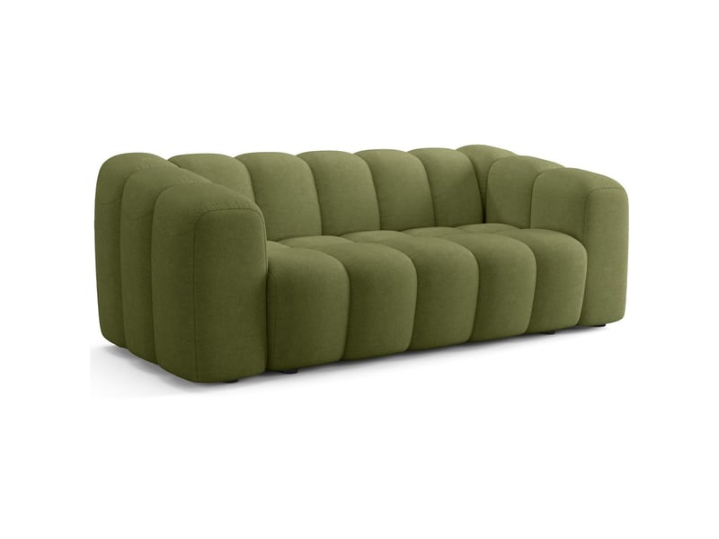  Canapé capitonné convertible 3 places en tissu chenille vert olive - ouverture express - belleville Belleville - Conforama E