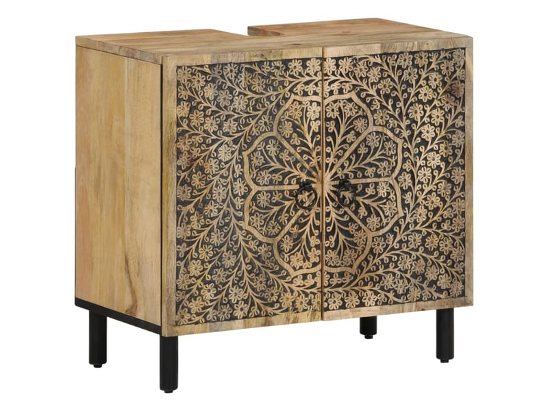  Armoire lavabo salle de bain, meuble de rangement bois massif de manguier shl756  - Conforama B