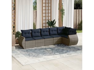 Vidaxl ensemble de canapé de jardin 6 pcs avec coussins gris résine tressée