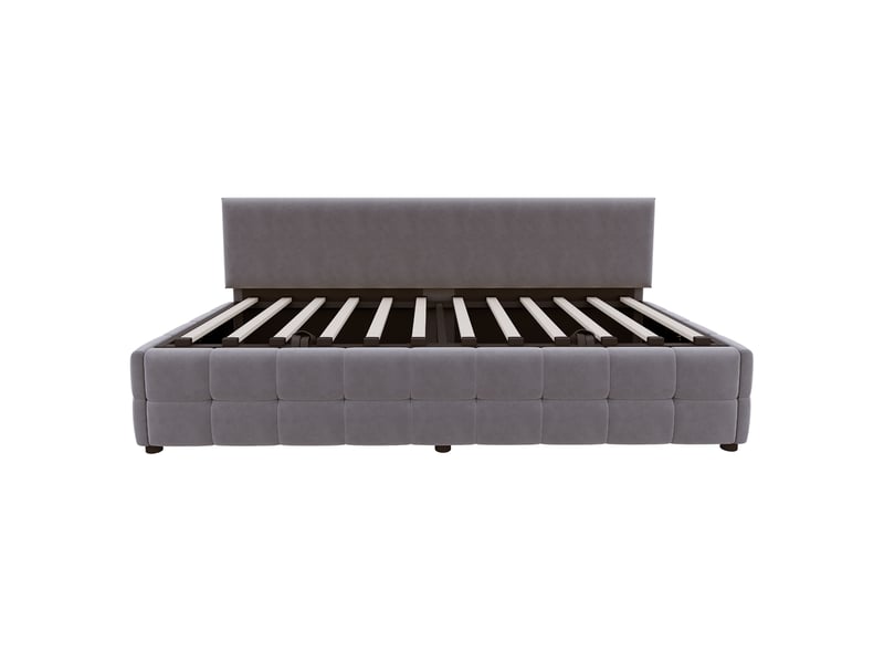 Lit coffre enfant 90x200 cm canapé-lit avec rangement, velours, gris foncé, sans matelas - Conforama R