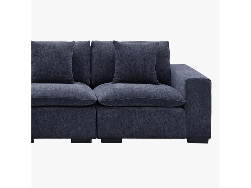  Canapé d'angle modulable et réversible en tissu bleu  - Conforama D