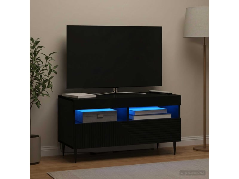  Meuble tv - banc tv - meuble de rangement led noir bois d'ingénierie  - Conforama B