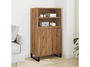 Buffet haut - bahut - meuble de rangement chêne artisanal 60x36x110 cm bois d'ingénierie