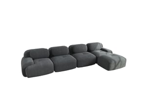 Canapé d'angle compressé réversible fixe ULEVR 4 places Velours côtelé gris