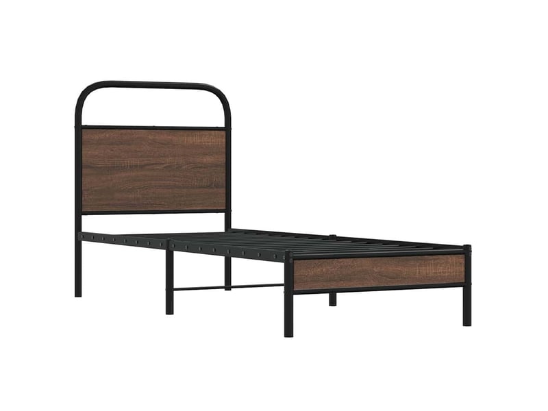 Lit simple- lit adulte - cadre de lit sans matelas 80x200cm chêne marron bois ingénierie - Conforama B
