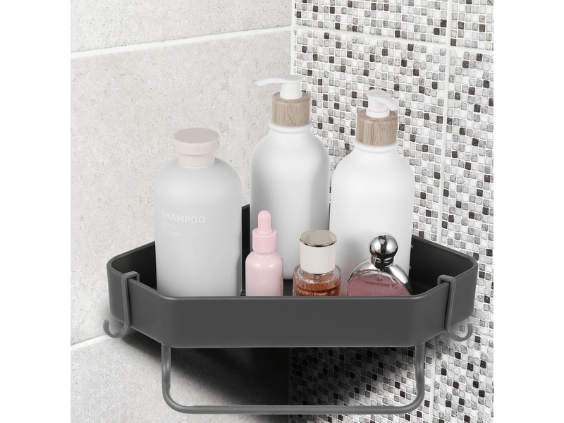 Étagère d'angle de douche, support de rangement pour salle de bain, convient pour salle de bain compacte, trois niveaux, gris - Conforama C