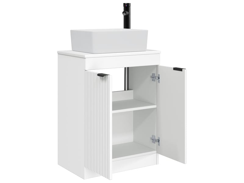  Meuble de salle de bain avec évier blanc 54x35x83 cm shl172  - Conforama E
