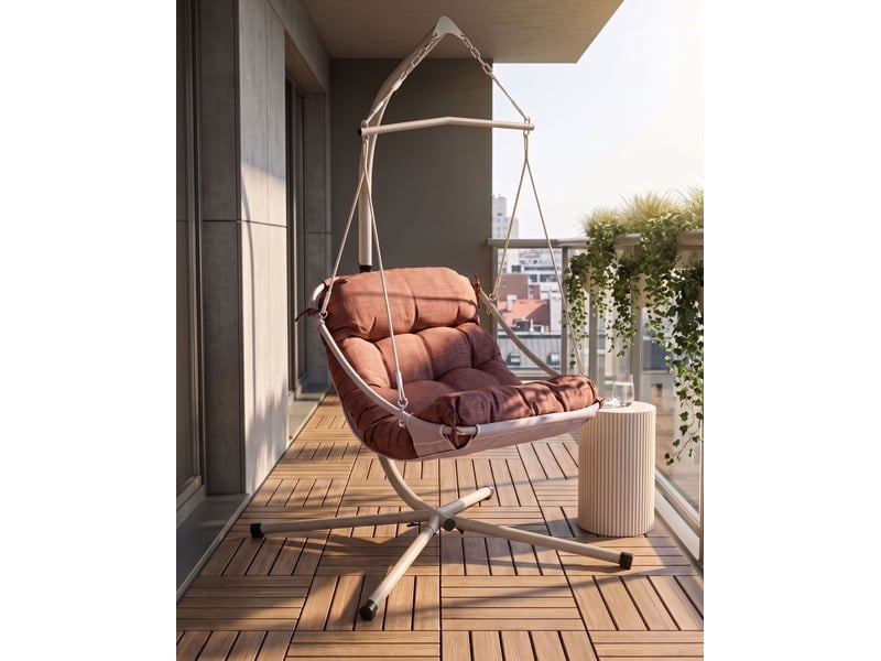  Fauteuil suspendu avec support alghero métal marron  - Conforama B