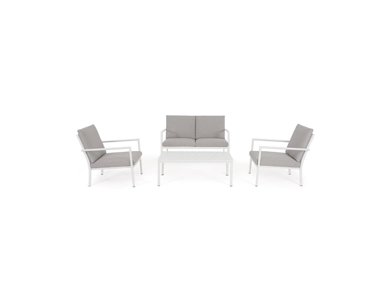  Salon de jardin moderne chaises canapé table basse en aluminium konnor - blanc  - Conforama B