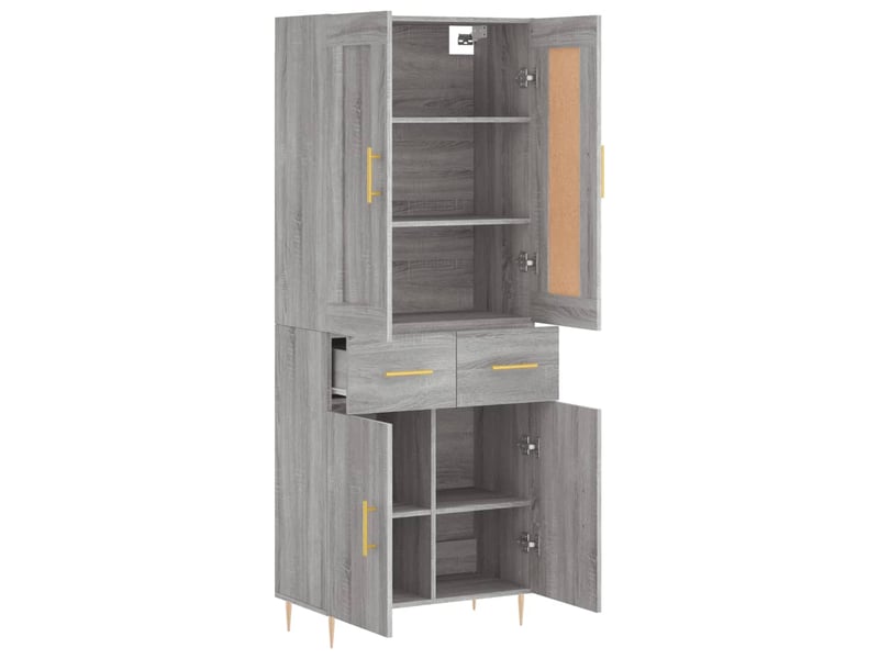  Buffet haut, buffet de rangement sonoma gris 69,5x34x180 cm bois d'ingénierie shl78487  - Conforama D
