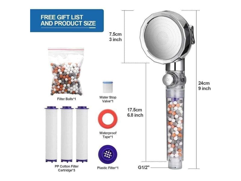Pommeau douche pommeau de douche anti calcaire filtrant 3 modes pomme douche economiseur d'eau haute pression universelle douchette - Conforama D