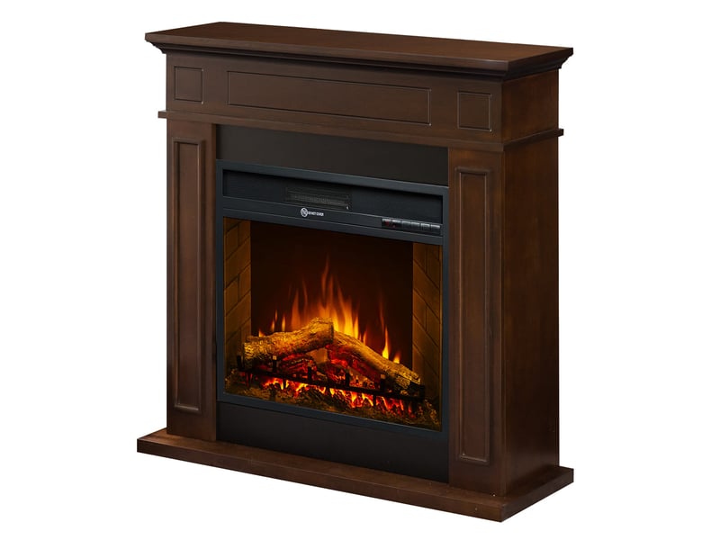  Cheminée électrique sur pied jefferson avec effet flamme 89,5 x 90,5 x 28 cm en bois de noyer  - Conforama C