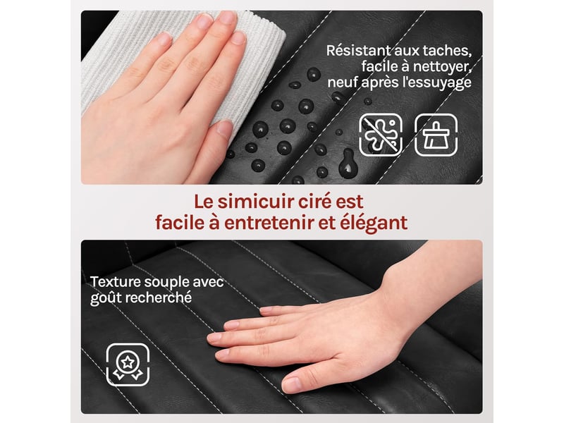  Lot de 2 tabourets bar réglable en hauteur, accoudoirs et dossier, en faux cuir + métal, noir  - Conforama D