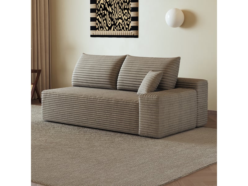 Canapé 2 places camel droit 175 cm - petit canapé compact moderne avec accoudoir droit pour salon et studio - Conforama D
