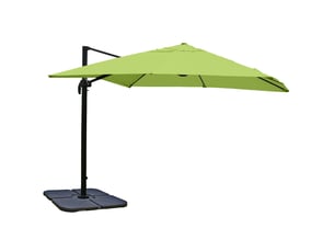 Parasol déporté 3 x 3 m avec pied modulable manivelle et inclinaison réglable polyester vert et aluminium 04_0007975