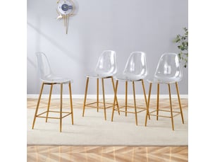 Tabourets de bar transparents, lot 4, cadre métal argentédorénoir, chaises modernes pour cuisinebar