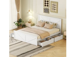 Lit avec rangement 160x200 cm CRAVDOM coloris blanc