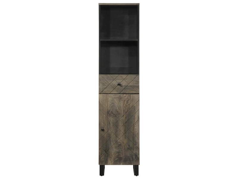  Armoire de salle de bain, cabinet de salle de bain noir 38x33x160 cm bois massif manguier cf65120  - Conforama C