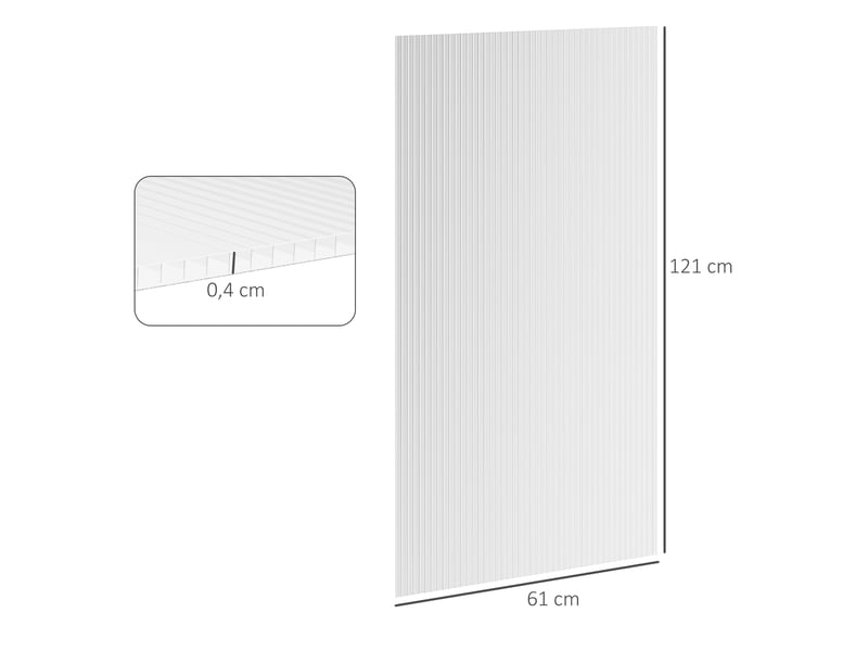 14 panneaux de polycarbonate alvéolaire 4 mm, résistant aux uv, personnalisable, dim. D'un panneau 121l x 61l cm - Conforama E