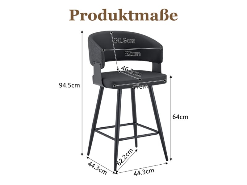  Chaise de salle à manger rembourrée avec dossier et accoudoirs – design mid-century minimaliste pour maison et hôtel  - Conforama C