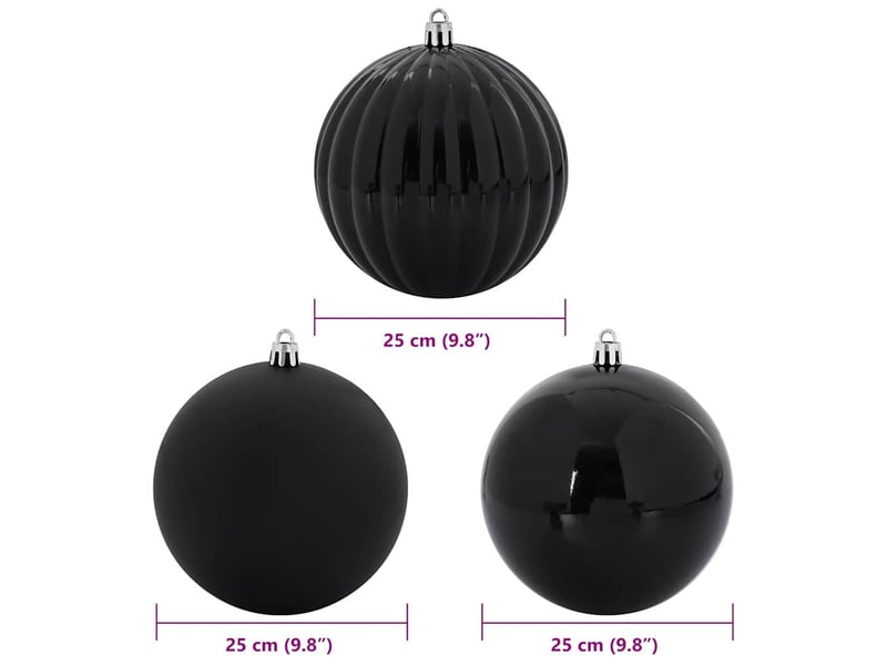  Ensemble de boules de noël xxl 3 pcs noir ø 25 cm plastique  - Conforama E