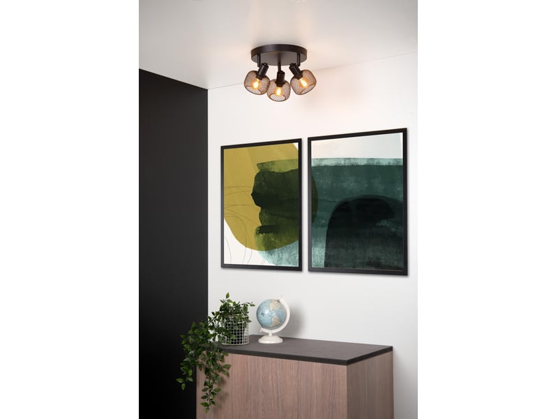 Spot plafond diam. 37 cm 3xe14 noir - lucide - maren  - Conforama D